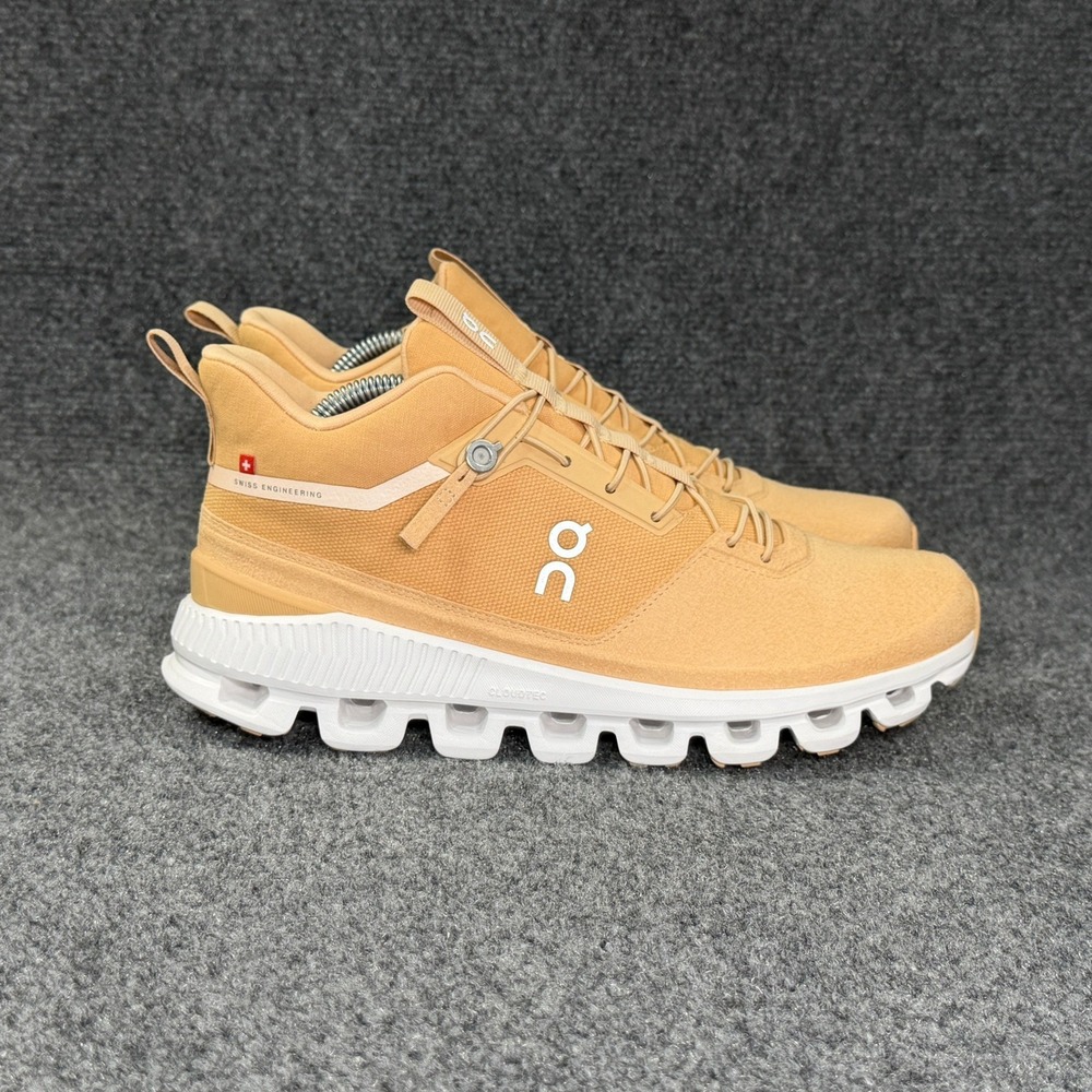 On Running Cloud Hi Shoe Womens 9.5 Beige Dune Athletic Mid Run Training Sneaker